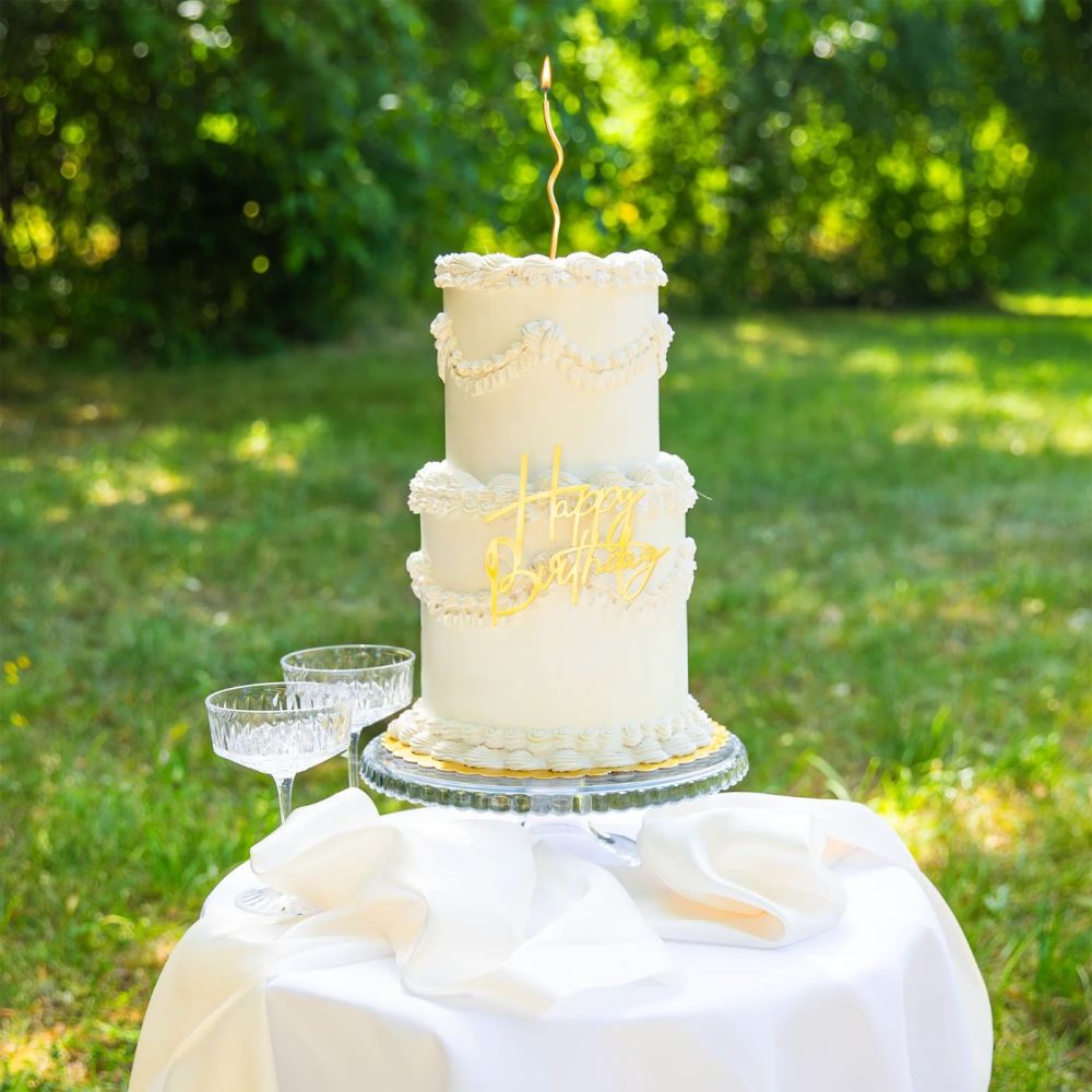 Acrylic side on topper Happy Birthday - golden