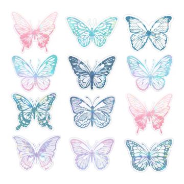 3D Decorative Butterflies - holo mix 12 pcs