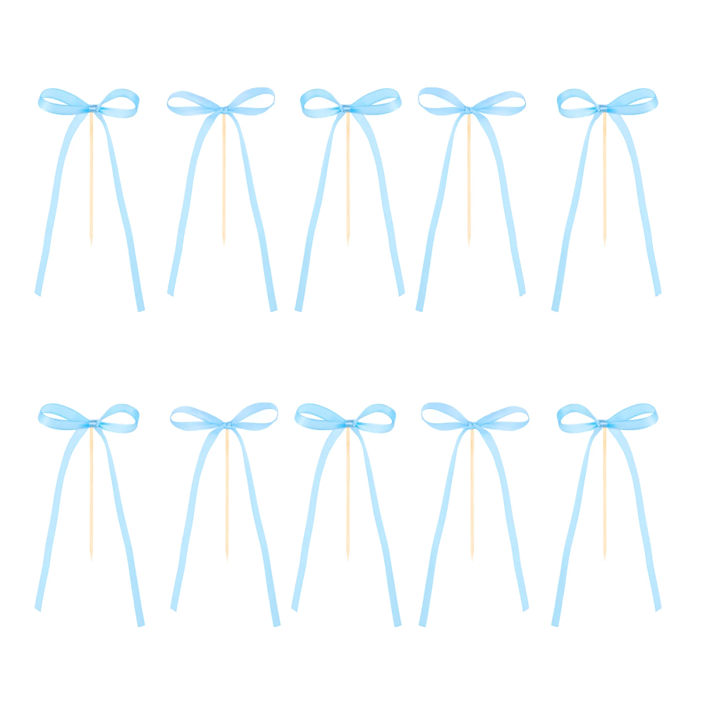 Cake toppers Bows - light blue 10 pcs