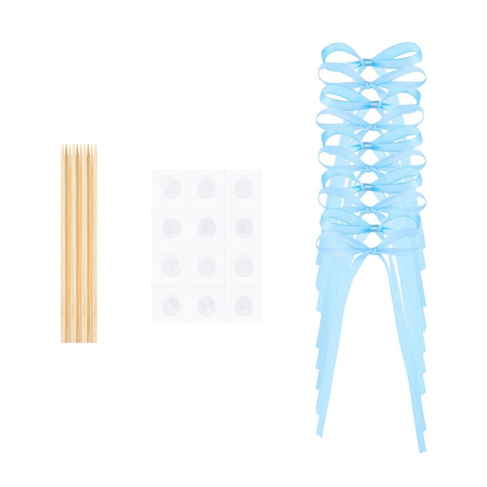 Cake toppers Bows - light blue 10 pcs