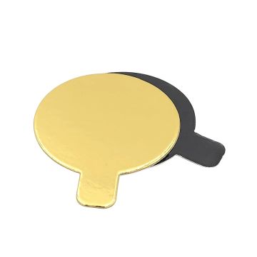 Cake pads for monoportions Round - black and gold 10 cm 10 pcs