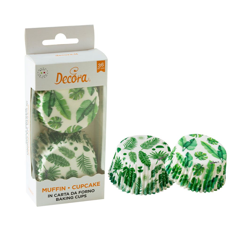 Muffin cupcakes Tropical Leaves - Decora - 50 x 32 mm, 36 pcs
