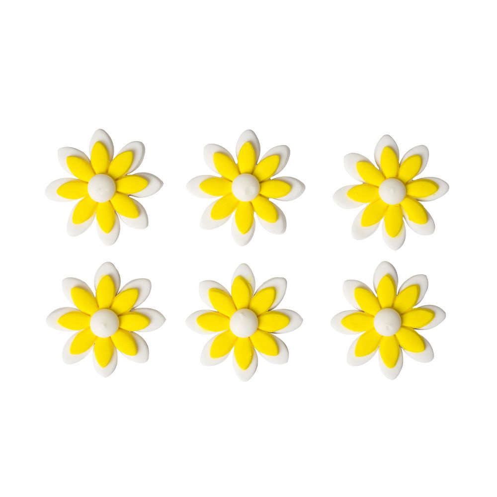 Sugar decorations Daisies - Decora - yellow, 6 pcs