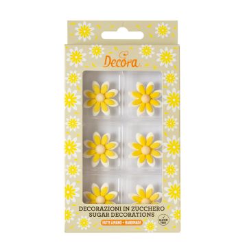 Sugar decorations Daisies - Decora - yellow, 6 pcs