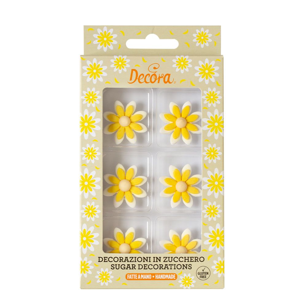 Sugar decorations Daisies - Decora - yellow, 6 pcs