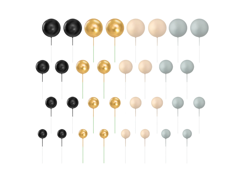 Ball cake toppers - color mix 32 pcs