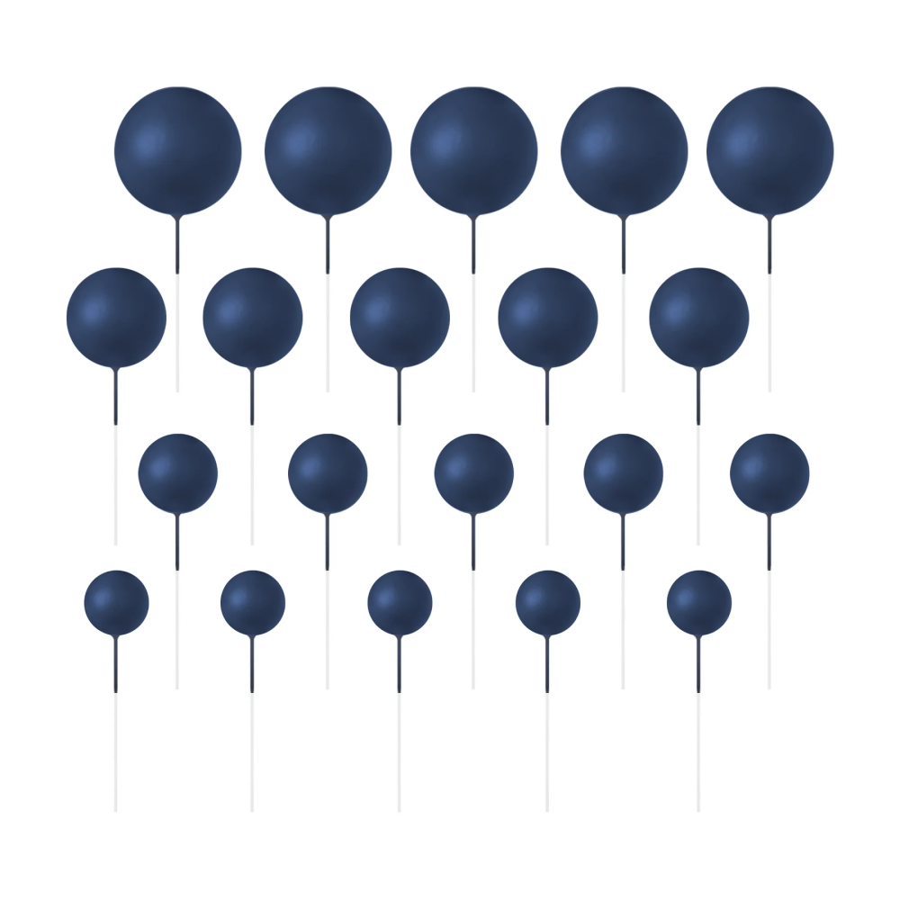 Ball cake toppers - navy blue matte 20 pcs