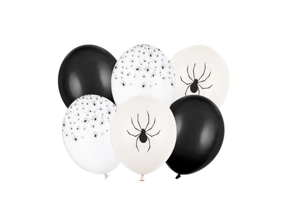 Balony lateksowe Pająki - PartyDeco - 30 cm 6 szt.