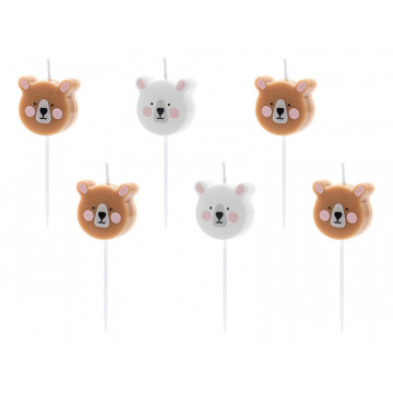 Birthday Bears candles - PartyDeco - 6 pcs.