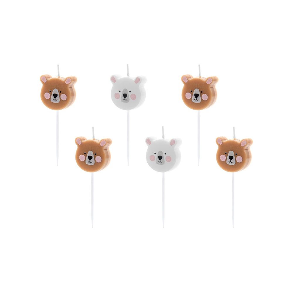 Birthday Bears candles - PartyDeco - 6 pcs.
