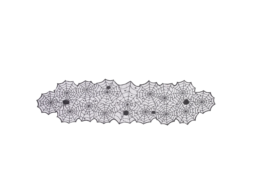 Lace Spiderweb Table Runner - black 45 x 183 cm