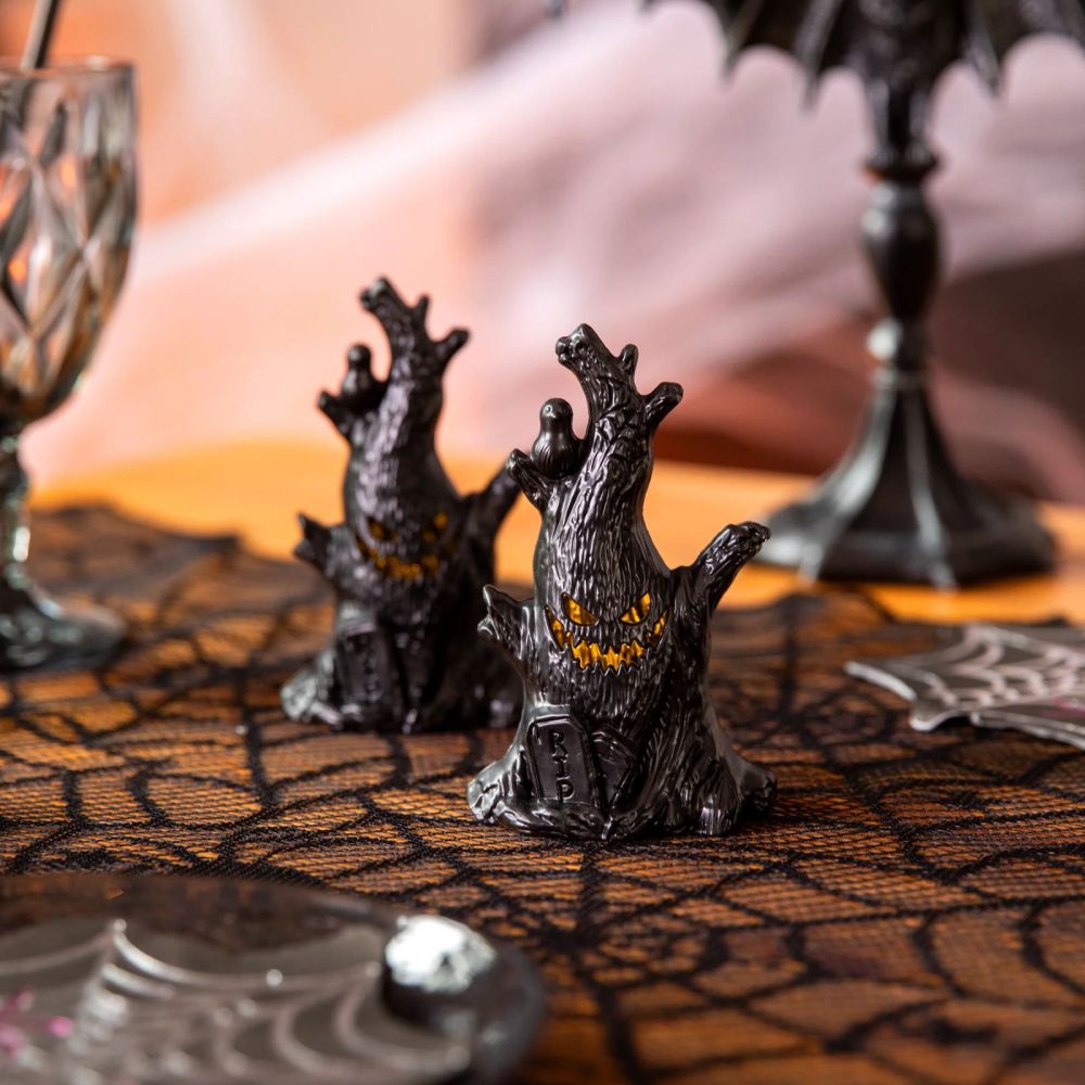 Dekoracja świecąca na Halloween Upiorne drzewo LED - 11,5 cm