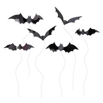 Halloween cake toppers Bats - black 6 pcs