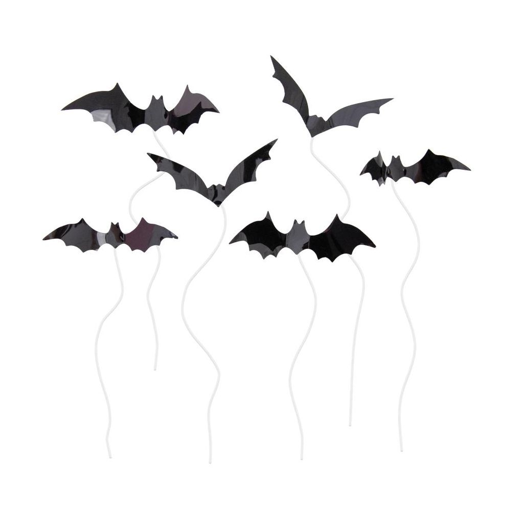 Toppery na tort Halloween Nietoperze - czarne 6 szt.