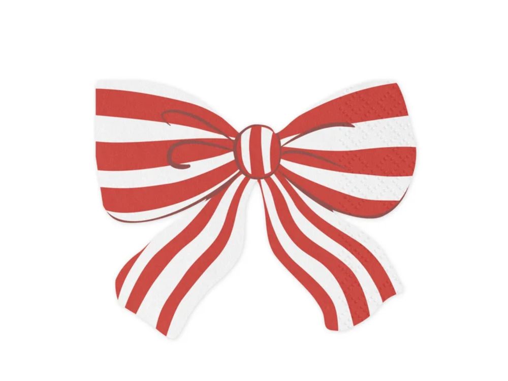 Serwetki świąteczne Kokardka w paski - PartyDeco - 13 x 16 cm 12 szt.