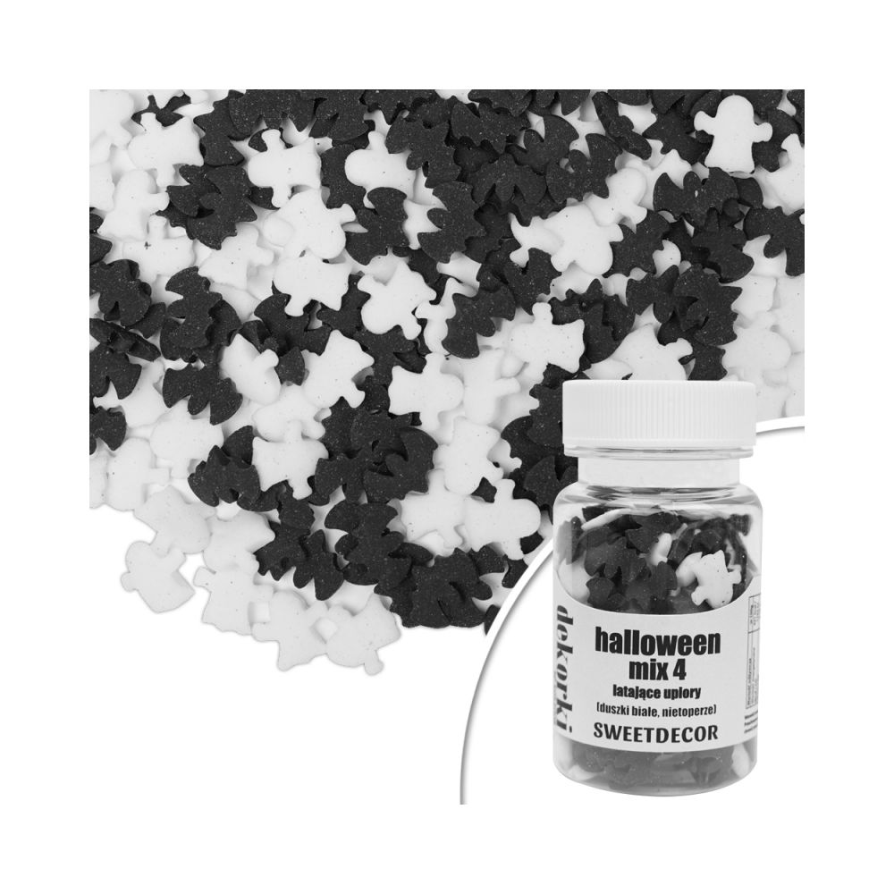 Halloween sugar sprinkles Flying ghosts - black white 30 g