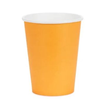 Paper cups - PartyDeco - orange 250 ml 6 pcs