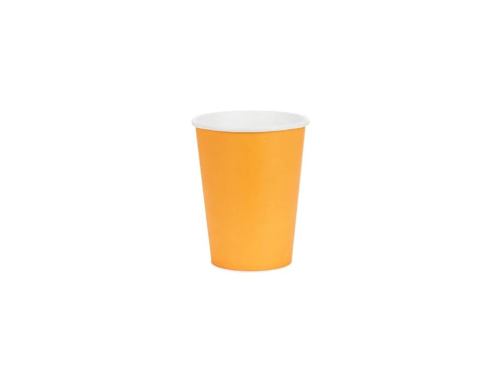 Paper cups - PartyDeco - orange 250 ml 6 pcs