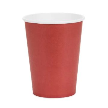 Kubeczki papierowe - PartyDeco - ciemnoczerwone 250 ml 6 szt.