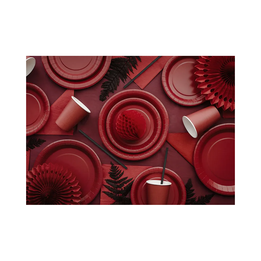 Paper cups - PartyDeco - dark red 250 ml 6 pcs