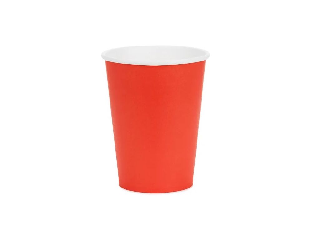 Paper cups - PartyDeco - red 250 ml 6 pcs