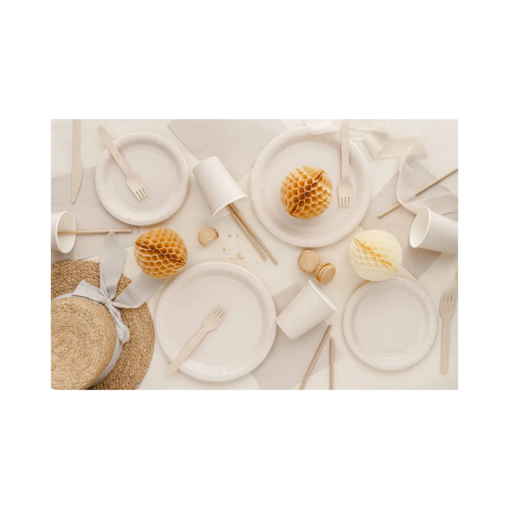 Paper cups - PartyDeco - beige 250 ml 6 pcs