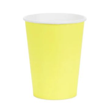 Paper cups - PartyDeco - yellow 250 ml 6 pcs