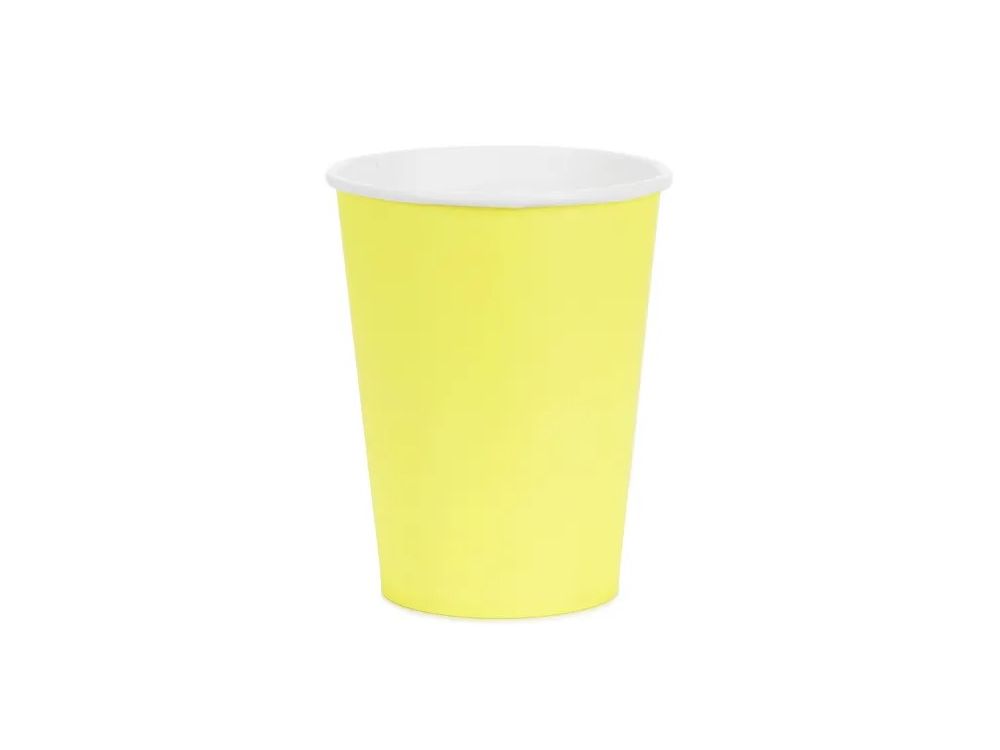 Paper cups - PartyDeco - yellow 250 ml 6 pcs