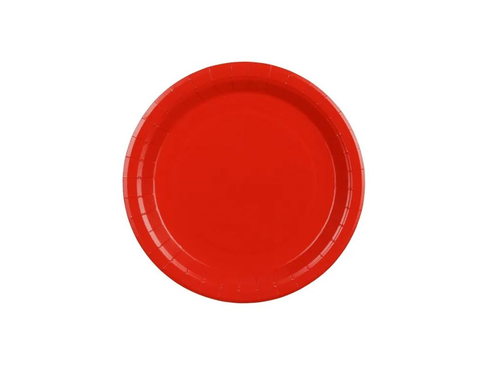 Paper plates - PartyDeco - red 23 cm 6 pcs