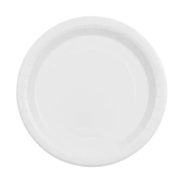 Talerzyki papierowe - PartyDeco - białe 23 cm 6 szt.