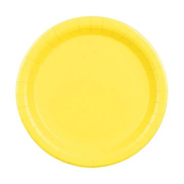 Talerzyki papierowe - PartyDeco - żółte 23 cm 6 szt.