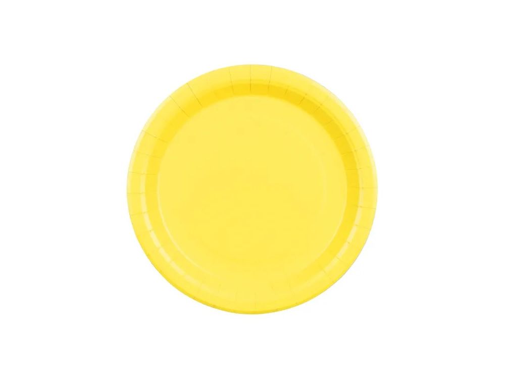 Talerzyki papierowe - PartyDeco - żółte 23 cm 6 szt.
