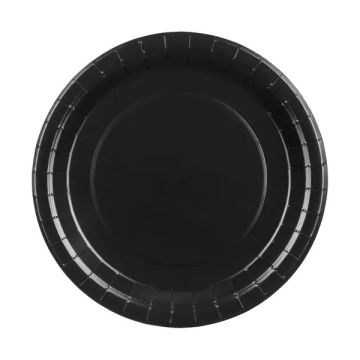 Paper plates - PartyDeco - black 23 cm 6 pcs