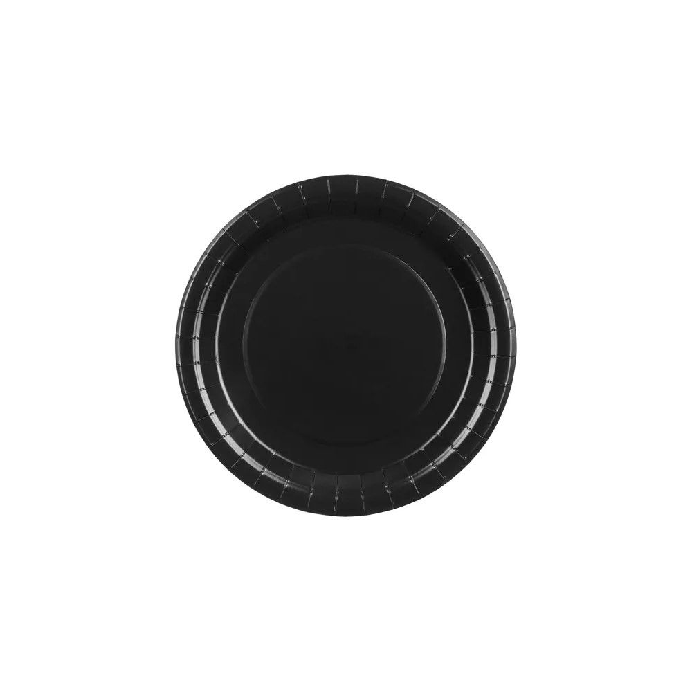 Paper plates - PartyDeco - black 23 cm 6 pcs