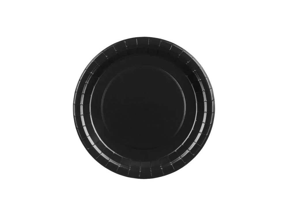Paper plates - PartyDeco - black 23 cm 6 pcs