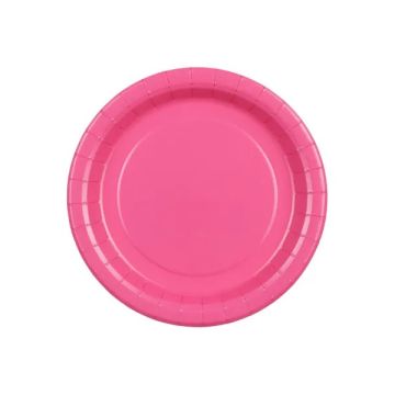 Talerzyki papierowe - PartyDeco - różowe 18 cm 6 szt.