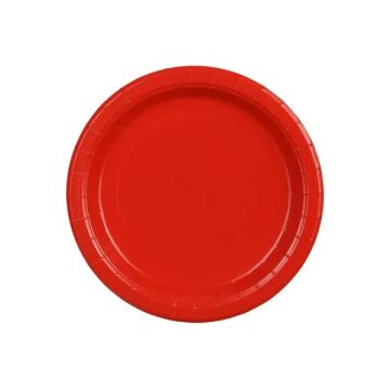 Talerzyki papierowe - PartyDeco - czerwone 18 cm 6 szt.