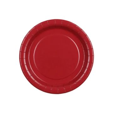 Talerzyki papierowe - PartyDeco - ciemnoczerwone 18 cm 6 szt.