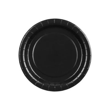 Talerzyki papierowe - PartyDeco - czarne 18 cm 6 szt.