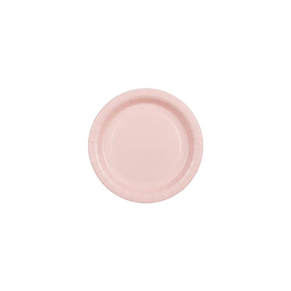 Paper plates - PartyDeco - light pink 18 cm 6 pcs