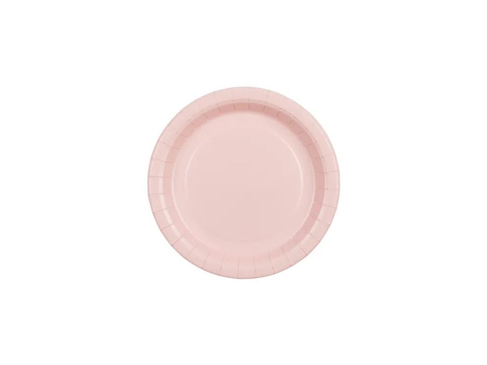 Paper plates - PartyDeco - light pink 18 cm 6 pcs