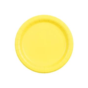 Talerzyki papierowe - PartyDeco - żółte 18 cm 6 szt.