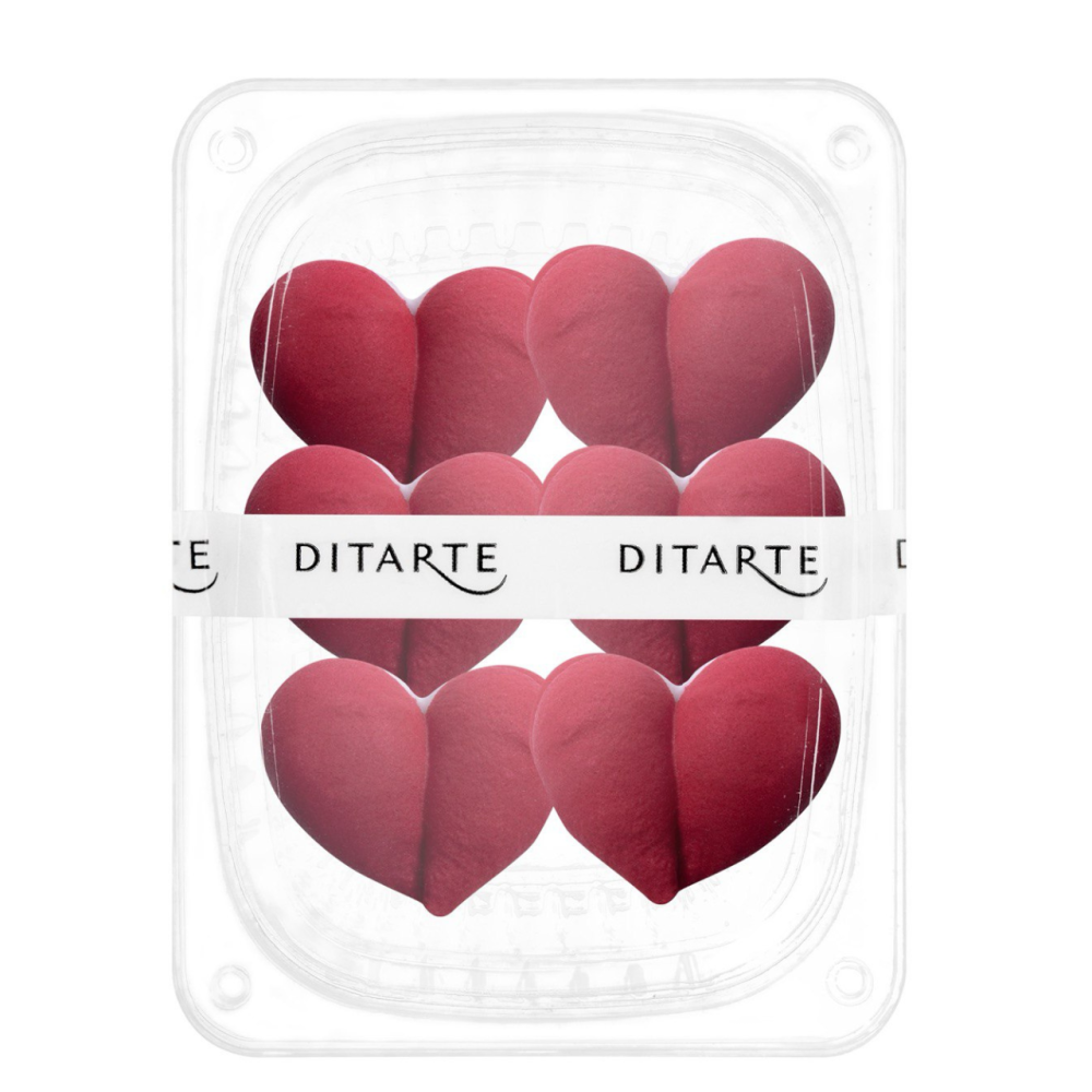Sugar decorations Macaroon hearts - Ditarte - red-white 6 pcs