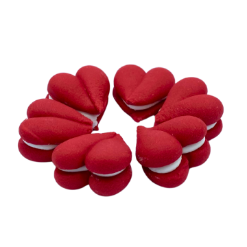 Sugar decorations Macaroon hearts - Ditarte - red-white 6 pcs