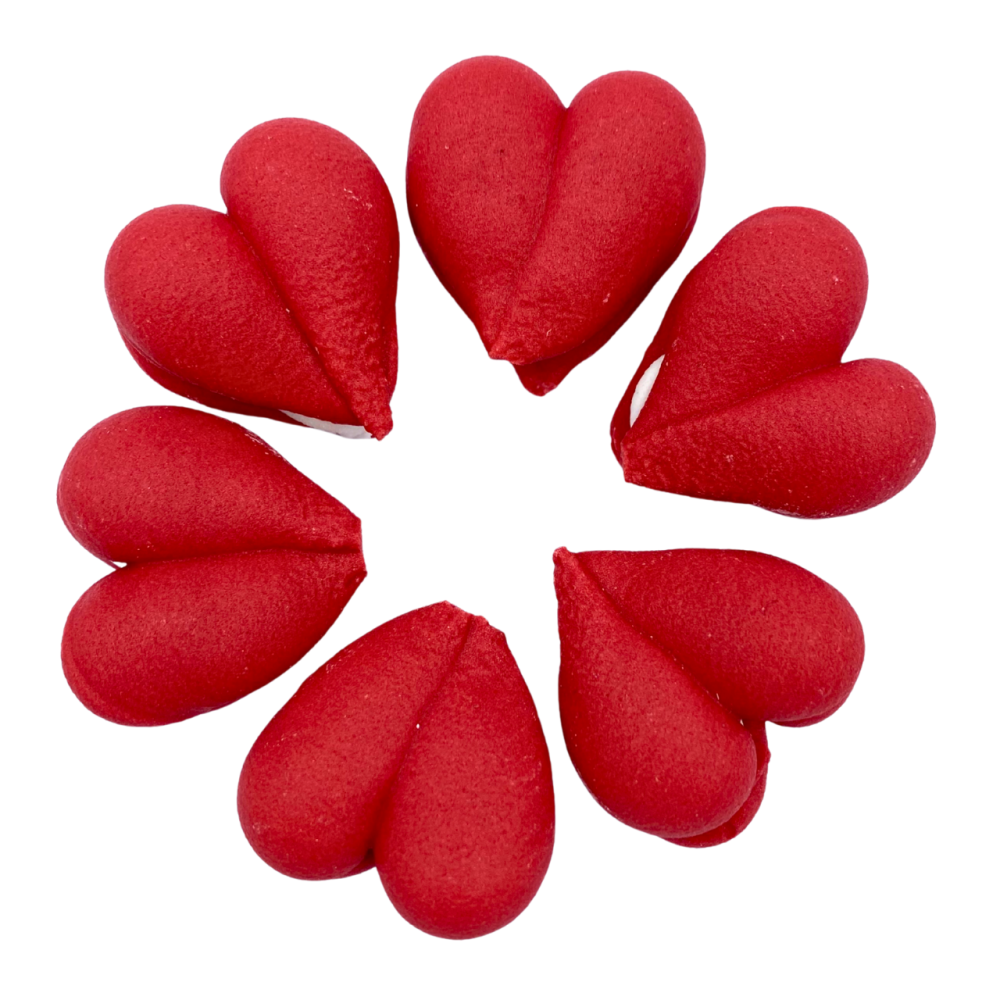 Sugar decorations Macaroon hearts - Ditarte - red-white 6 pcs