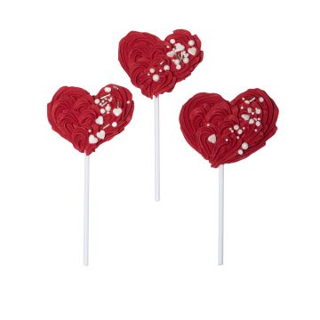 Sugar decorations Hearts - Ditarte - red 3 pcs