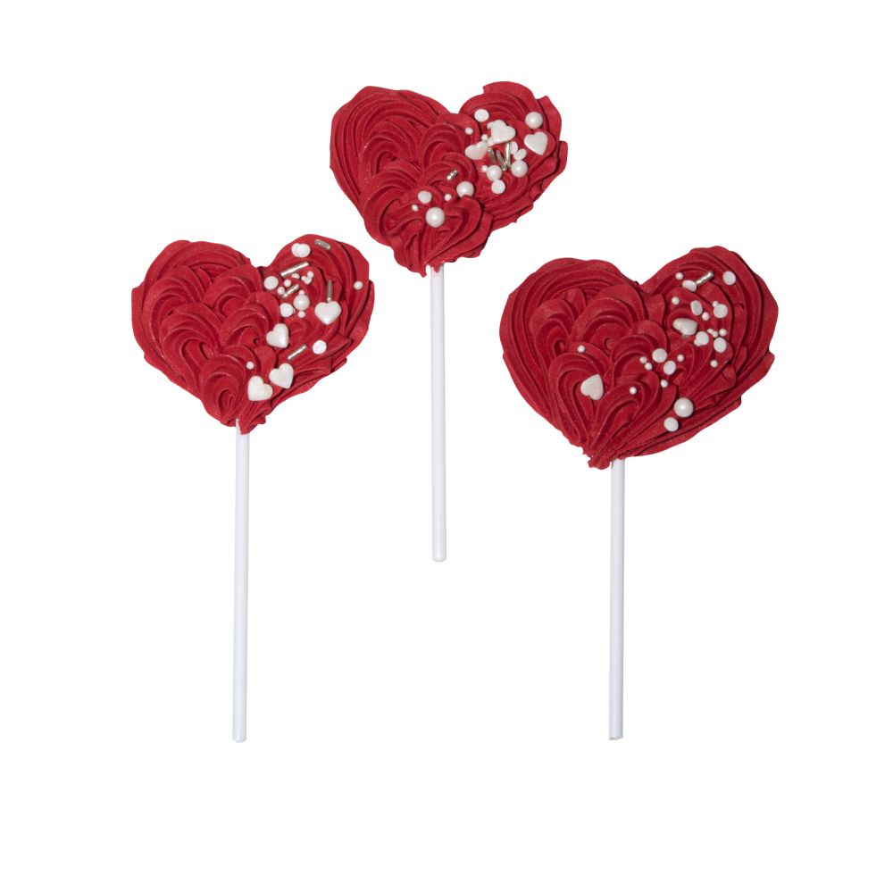 Sugar decorations Hearts - Ditarte - red 3 pcs