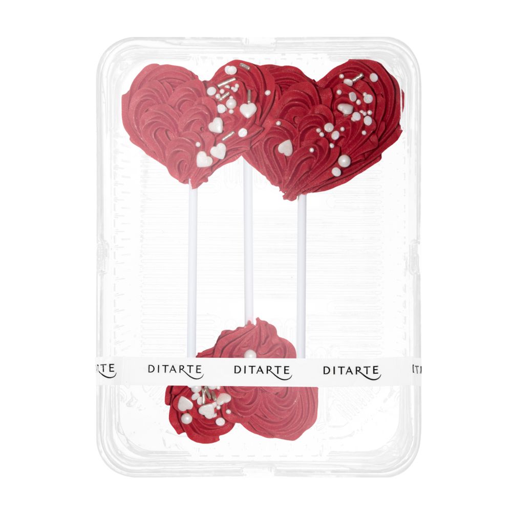 Sugar decorations Hearts - Ditarte - red 3 pcs