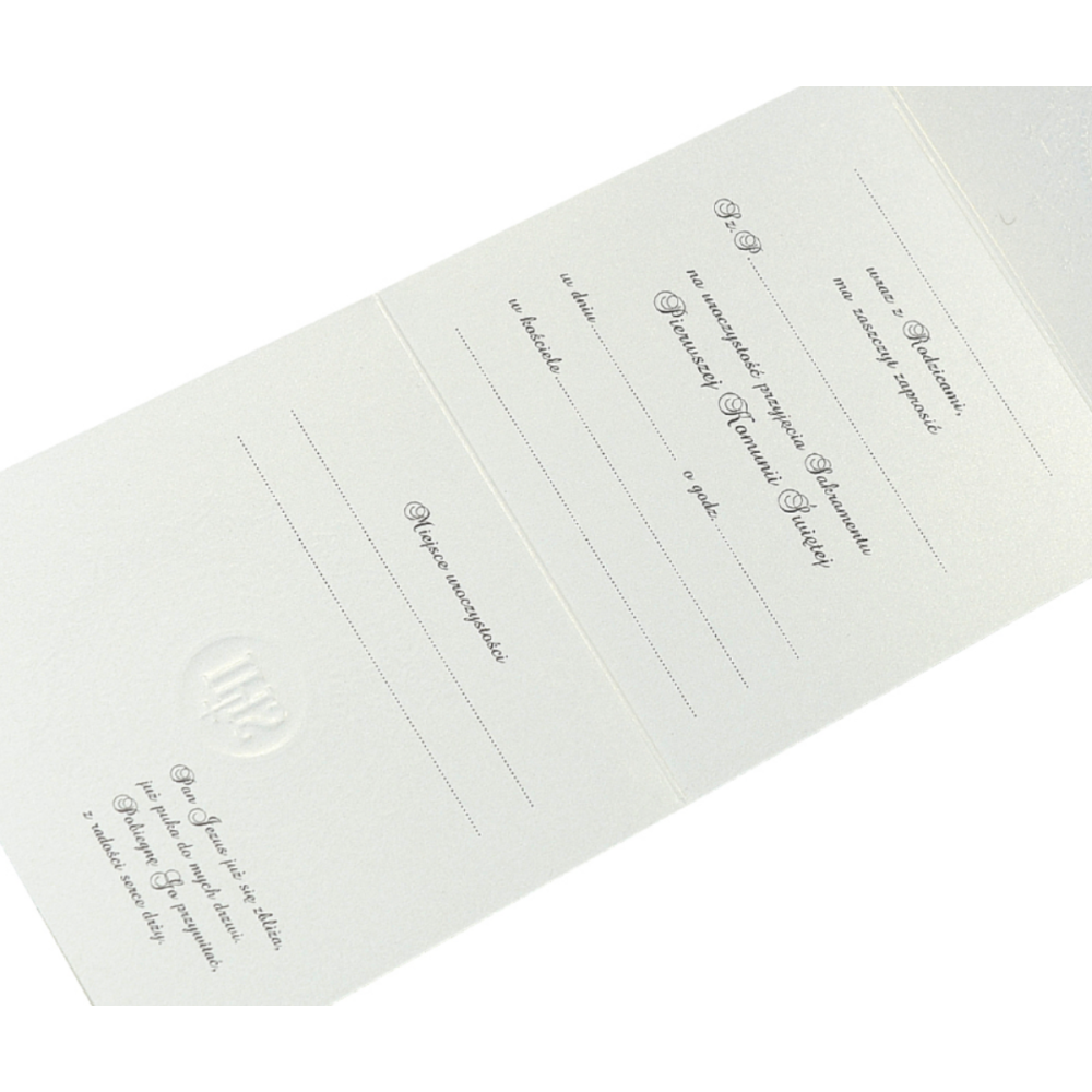 Communion invitation with white ornament - PartyDeco
