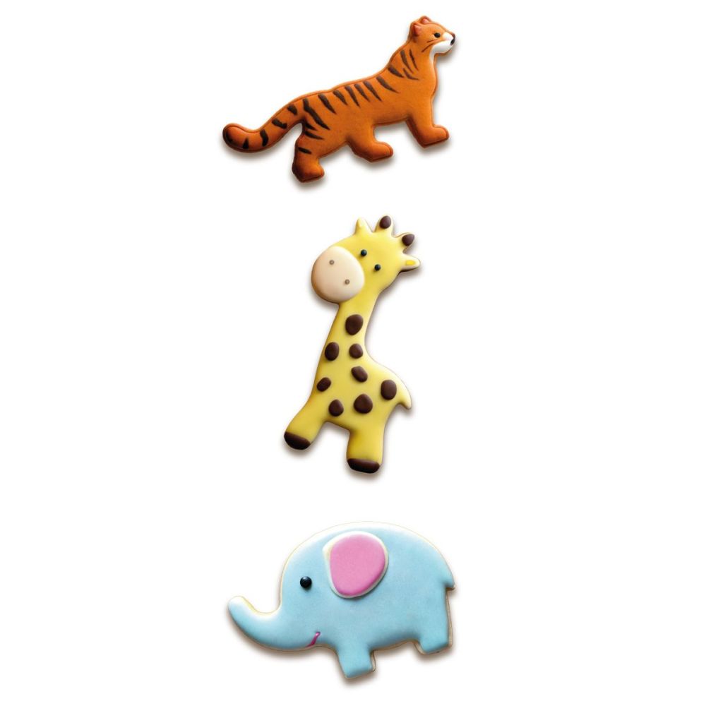 Cookie cutter set Tiger Giraffe Elephant - Wilton - 3 pcs